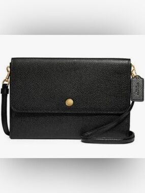 Coach Triple Crossbody in Pebbled Black Leather